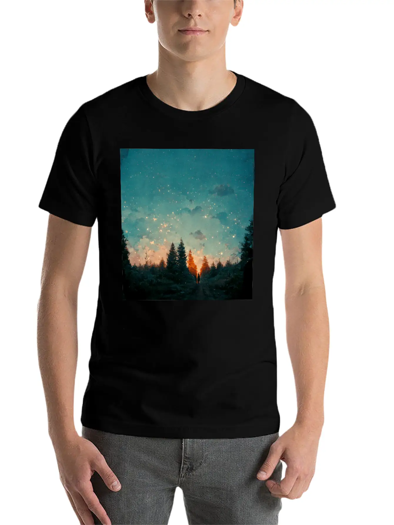 Sunset In The Forest Unisex Casual T-Shirt – Clean Design For Daily Comfort