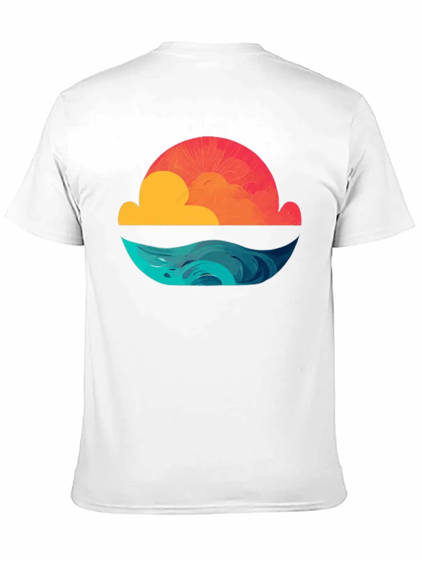 Sunset Over The Sea: The Sun Sinking Into The Ocea Unisex Short Sleeve Soft Cotton T-Shirt – Casual Everyday Wear