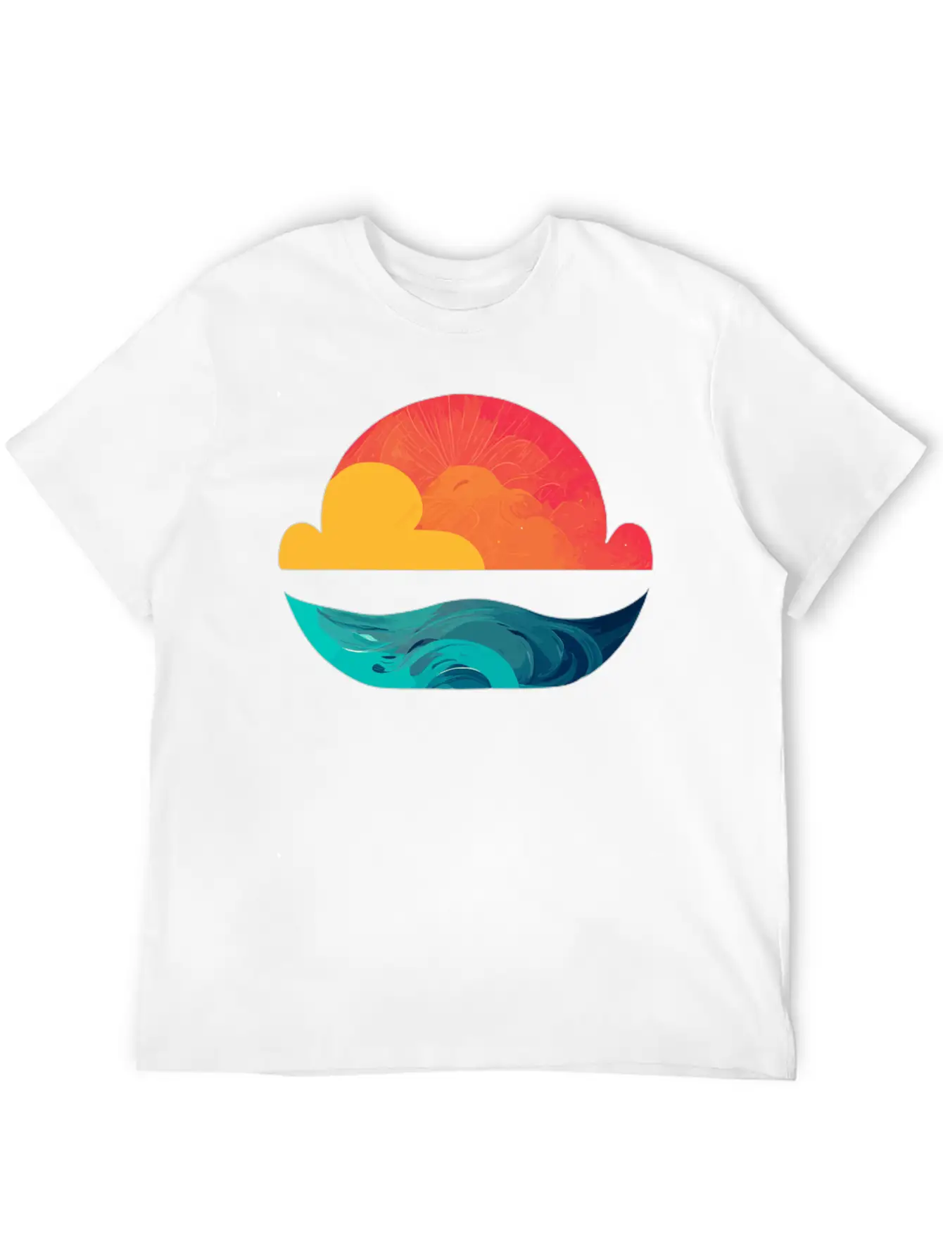 Sunset Over The Sea: The Sun Sinking Into The Ocea Unisex Short Sleeve Soft Cotton T-Shirt – Casual Everyday Wear