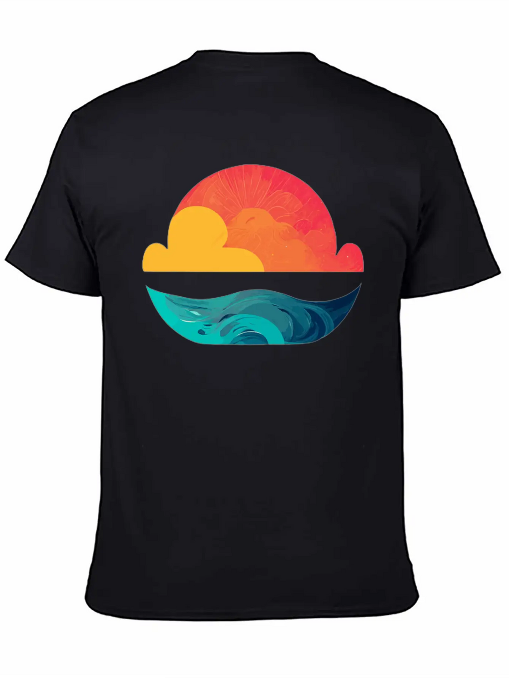 Sunset Over The Sea: The Sun Sinking Into The Ocea Unisex Short Sleeve Soft Cotton T-Shirt – Casual Everyday Wear