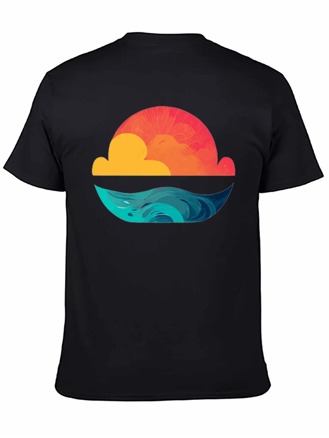 Sunset Over The Sea: The Sun Sinking Into The Ocea Unisex Short Sleeve Soft Cotton T-Shirt – Casual Everyday Wear