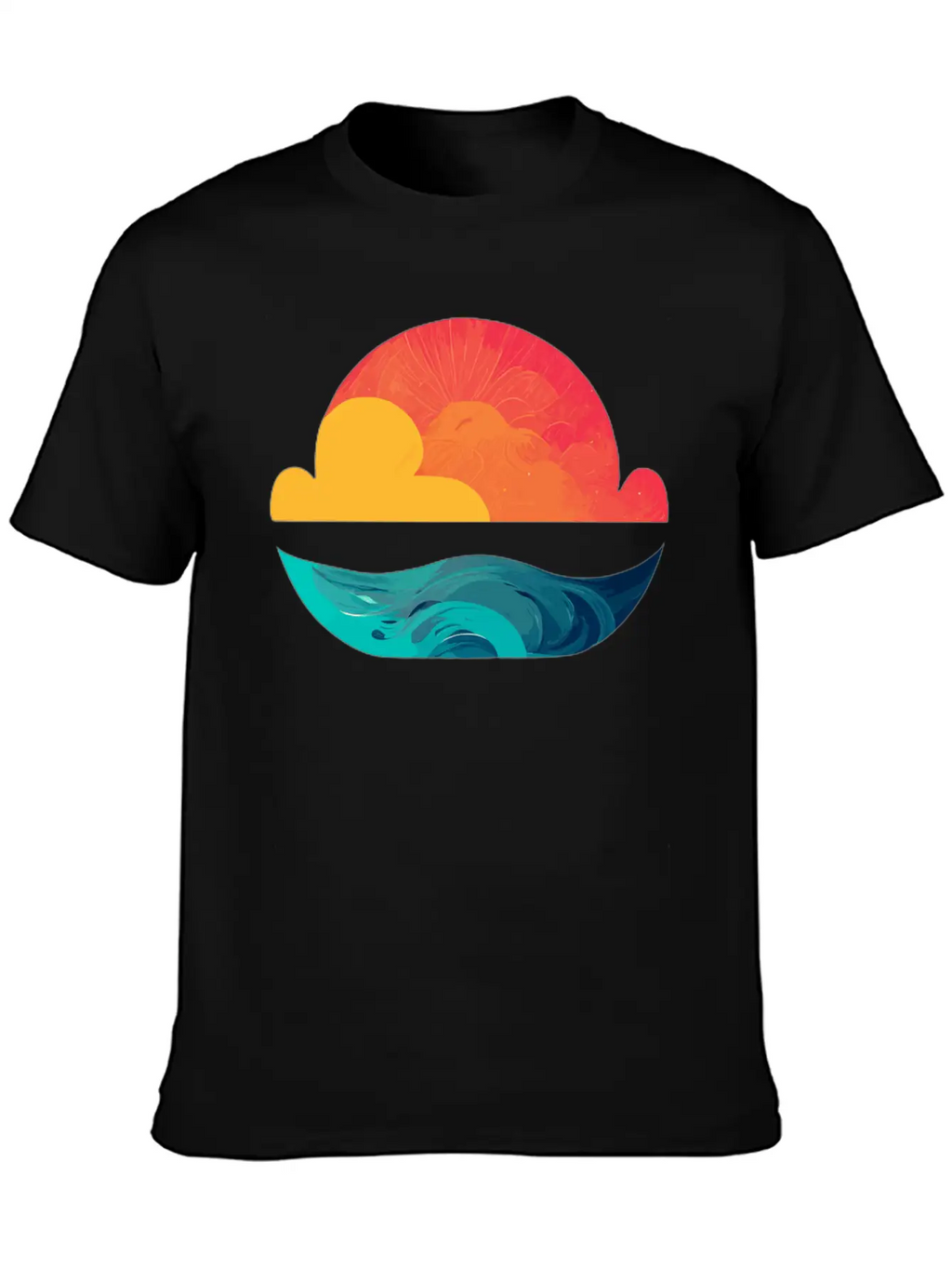 Sunset Over The Sea: The Sun Sinking Into The Ocea Unisex Short Sleeve Soft Cotton T-Shirt – Casual Everyday Wear