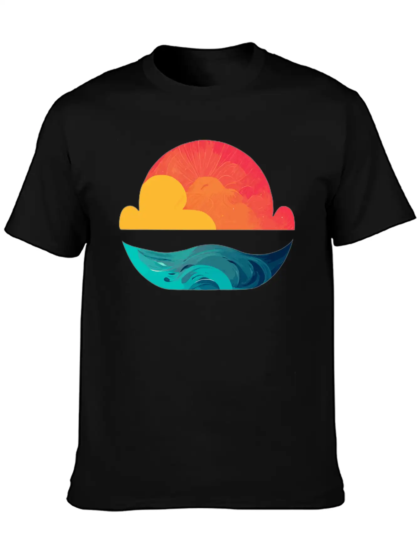 Sunset Over The Sea: The Sun Sinking Into The Ocea Unisex Short Sleeve Soft Cotton T-Shirt – Casual Everyday Wear