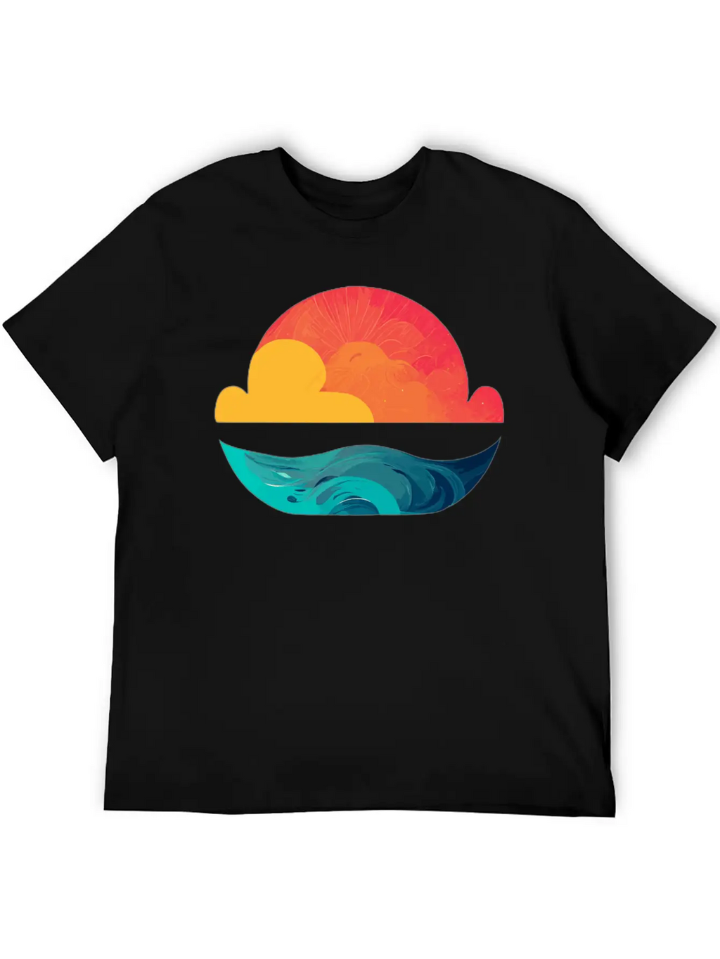 Sunset Over The Sea: The Sun Sinking Into The Ocea Unisex Short Sleeve Soft Cotton T-Shirt – Casual Everyday Wear