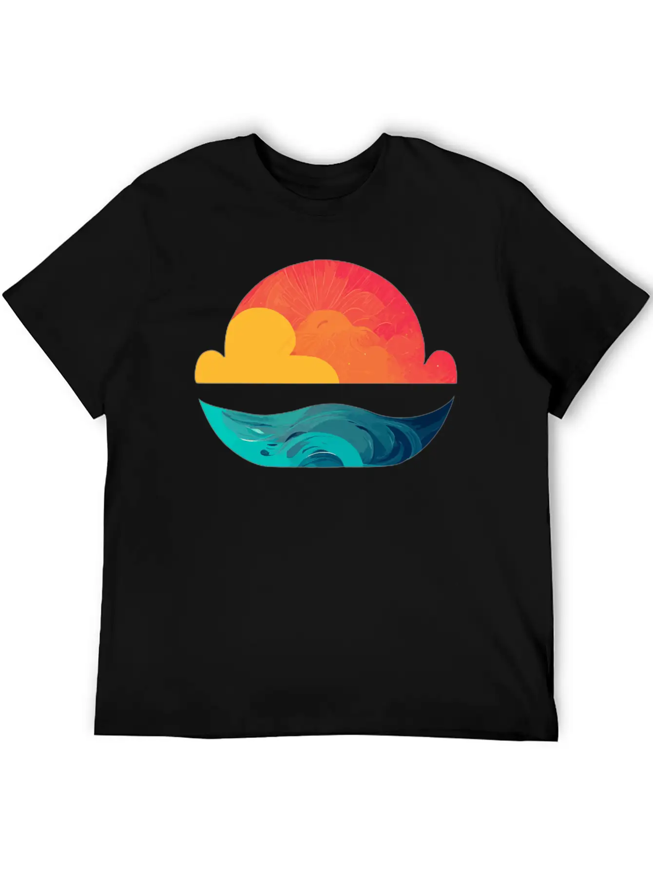 Sunset Over The Sea: The Sun Sinking Into The Ocea Unisex Short Sleeve Soft Cotton T-Shirt – Casual Everyday Wear