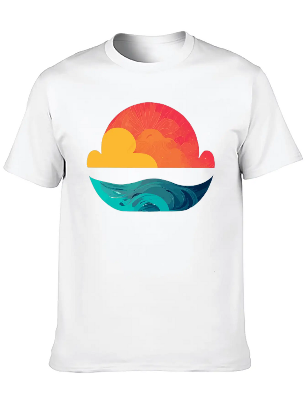 Sunset Over The Sea: The Sun Sinking Into The Ocea Unisex Short Sleeve Soft Cotton T-Shirt – Casual Everyday Wear