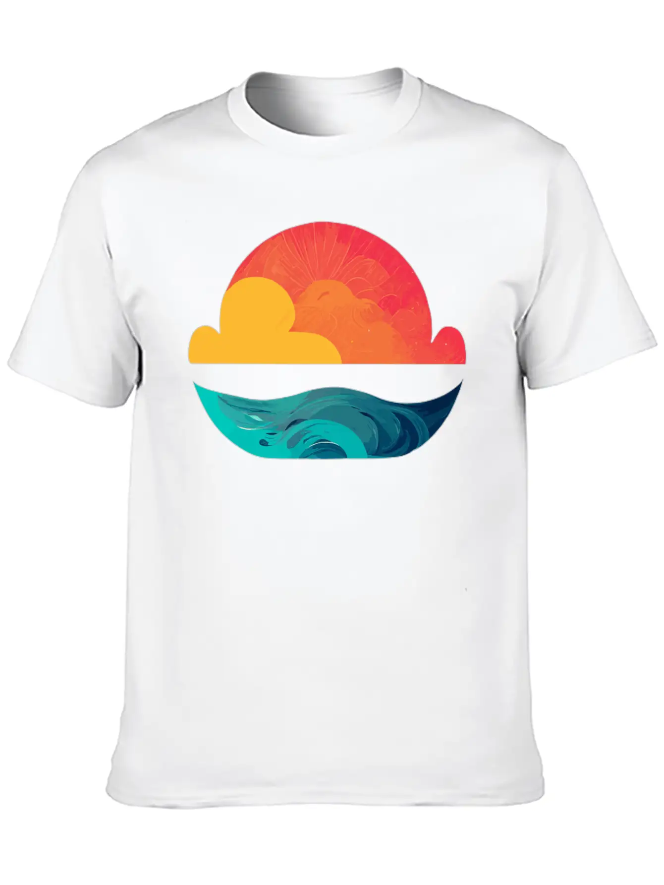 Sunset Over The Sea: The Sun Sinking Into The Ocea Unisex Short Sleeve Soft Cotton T-Shirt – Casual Everyday Wear
