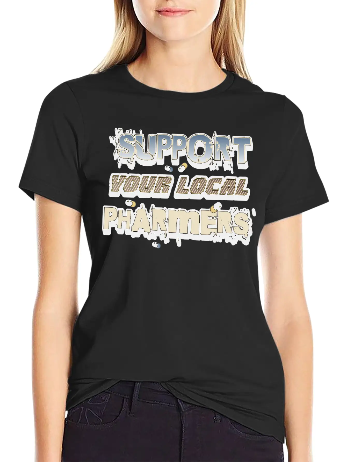 Support Your Local Pharmers Cool Future Pharmacist Unisex Short Sleeve Soft Cotton T-Shirt – Casual Everyday Wear