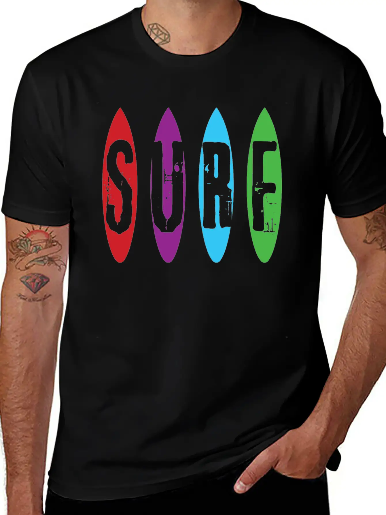 Surf Lessons Colorful Hobby Board Fitness Balance Unisex Short Sleeve Soft Cotton T-Shirt – Casual Everyday Wear