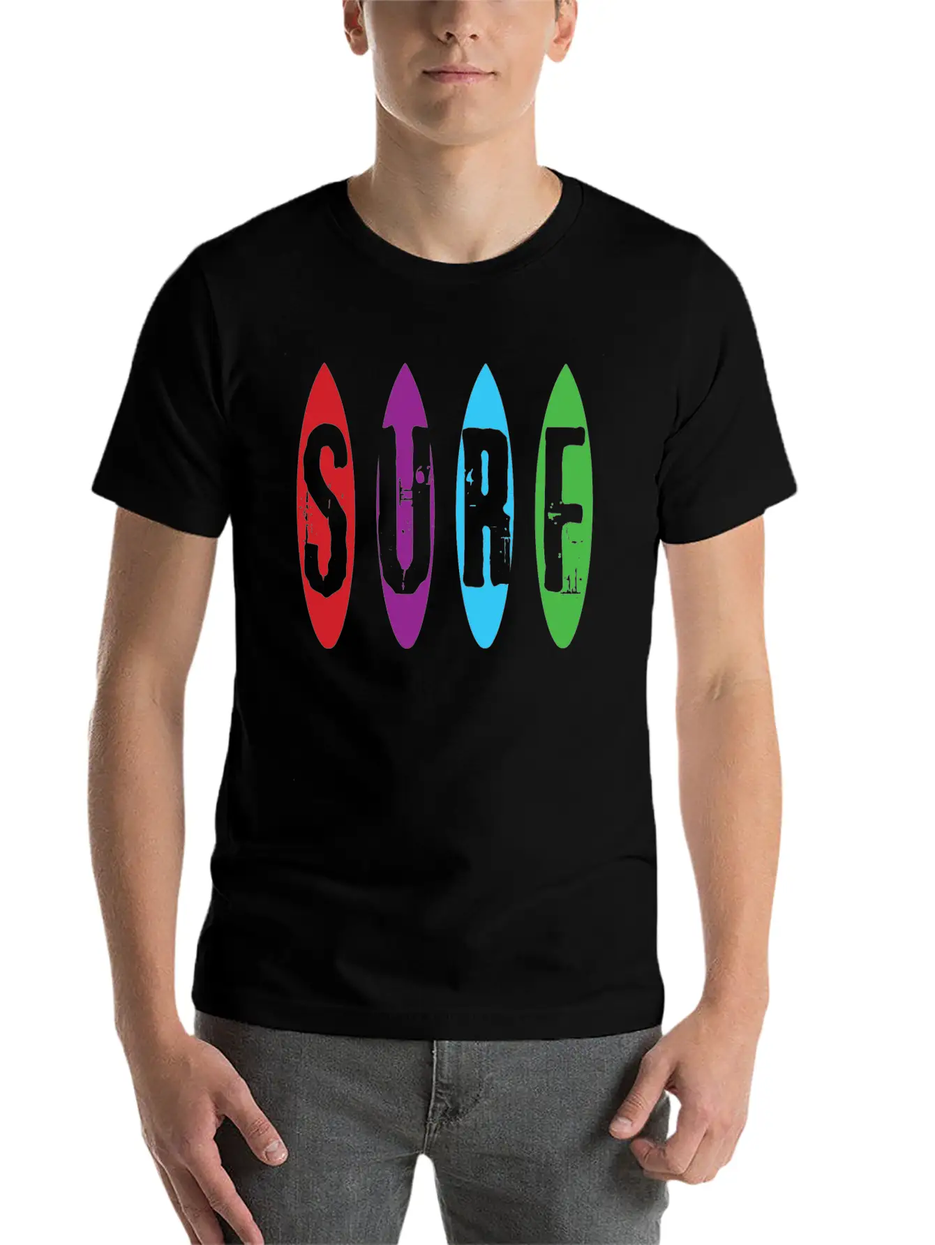 Surf Lessons Colorful Hobby Board Fitness Balance Unisex Short Sleeve Soft Cotton T-Shirt – Casual Everyday Wear
