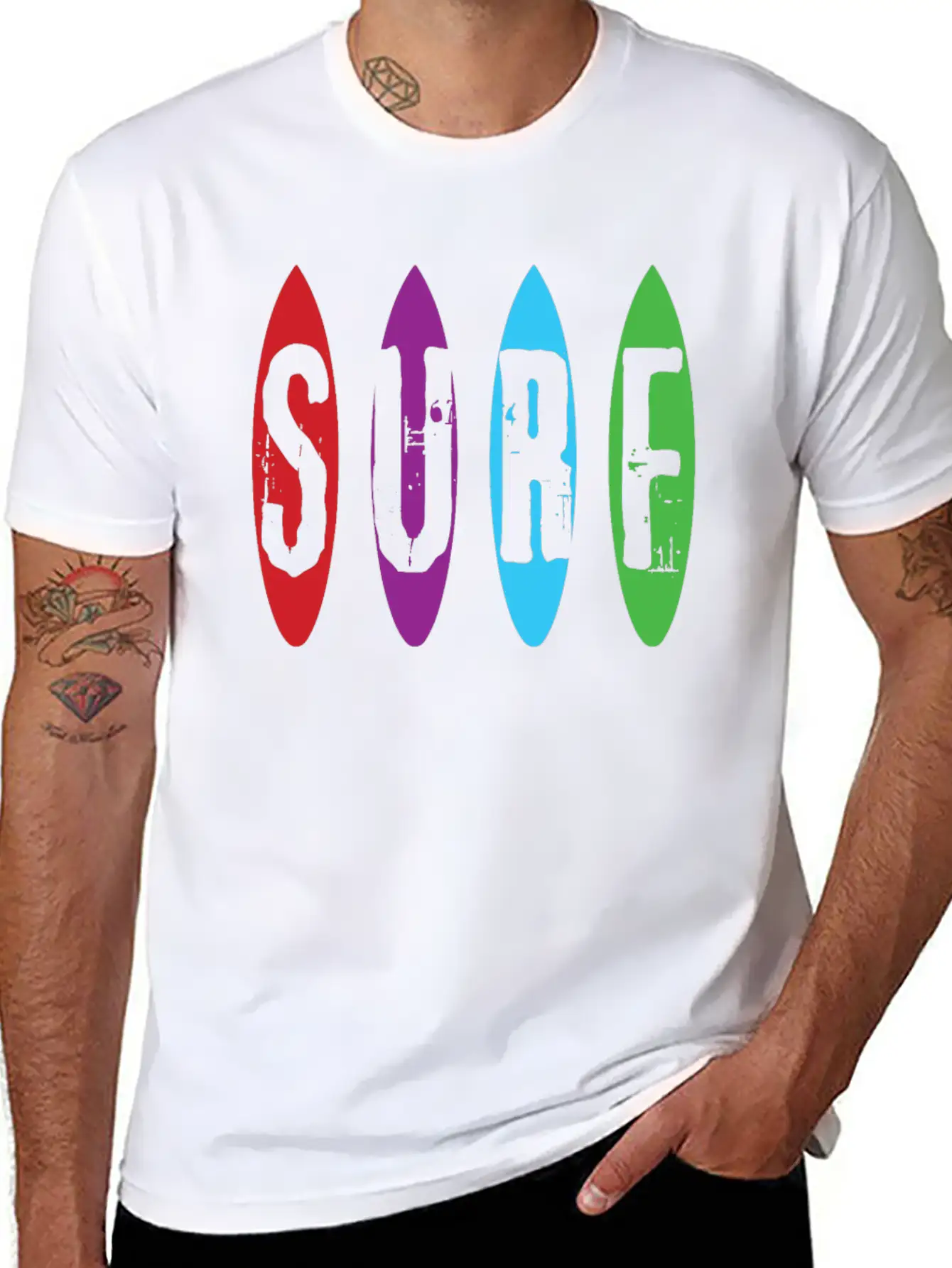 Surf Lessons Colorful Hobby Board Fitness Balance Unisex Short Sleeve Soft Cotton T-Shirt – Casual Everyday Wear