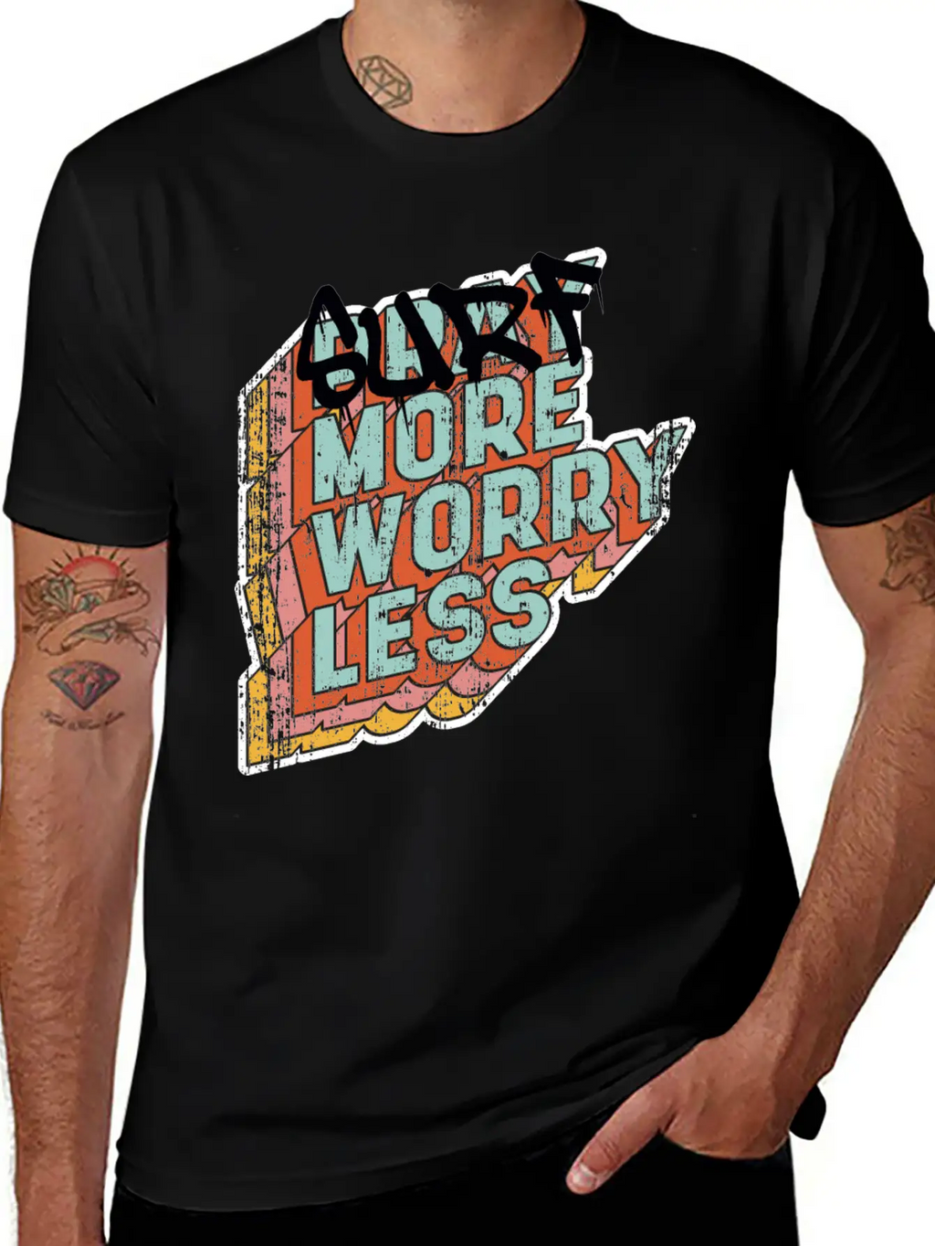 Surf More Worry Less Unisex Casual T-Shirt – Clean Design For Daily Comfort