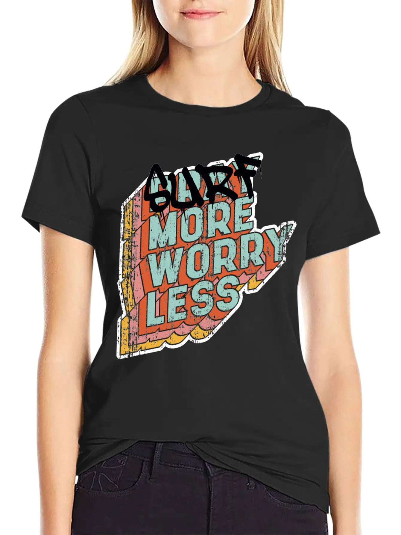 Surf More Worry Less Unisex Casual T-Shirt – Clean Design For Daily Comfort