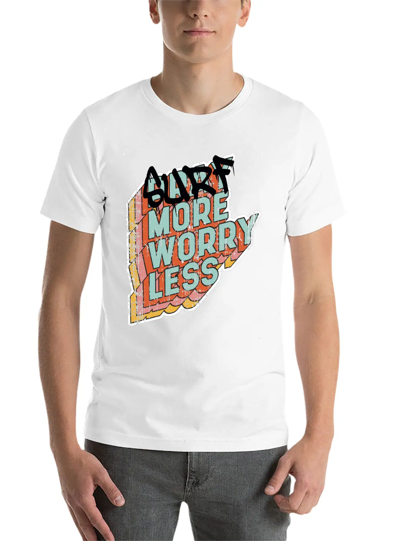 Surf More Worry Less Unisex Casual T-Shirt – Clean Design For Daily Comfort