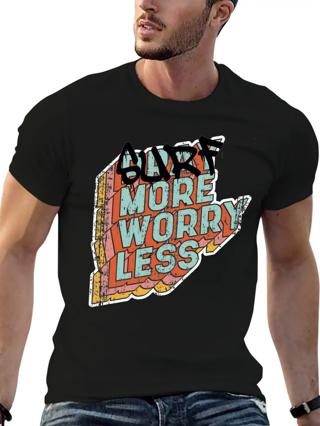 Surf More Worry Less Unisex Casual T-Shirt – Clean Design For Daily Comfort