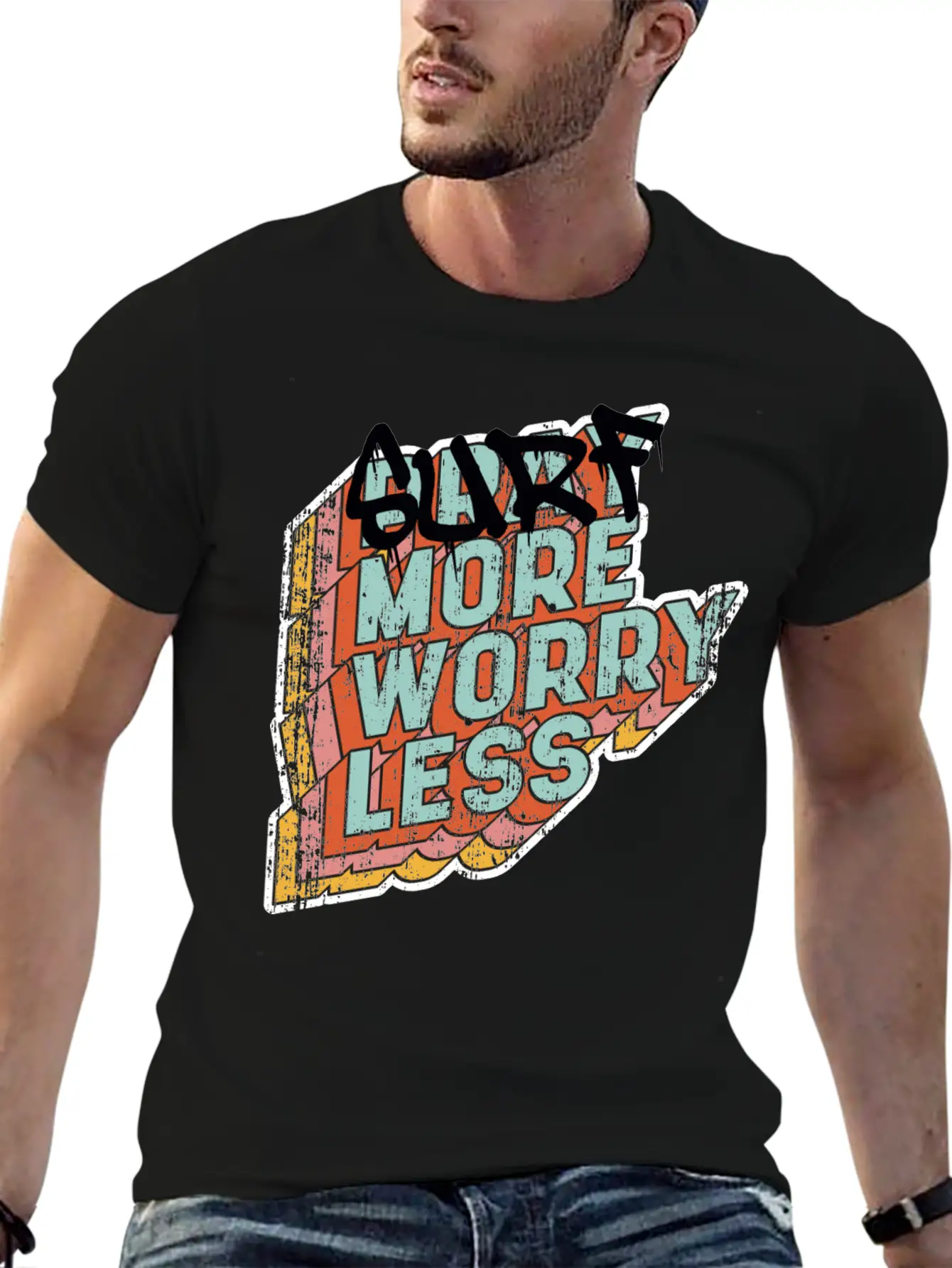 Surf More Worry Less Unisex Casual T-Shirt – Clean Design For Daily Comfort