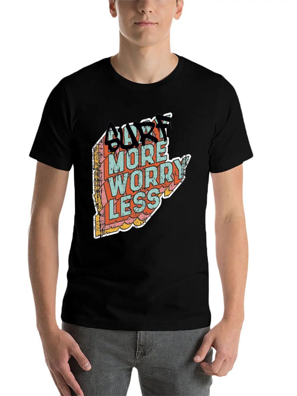 Surf More Worry Less Unisex Casual T-Shirt – Clean Design For Daily Comfort