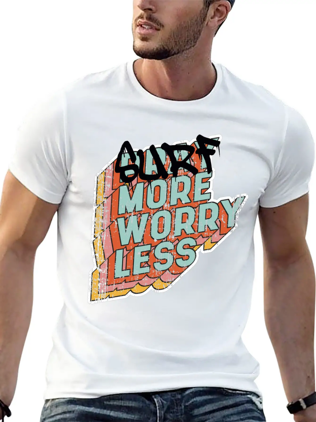 Surf More Worry Less Unisex Casual T-Shirt – Clean Design For Daily Comfort