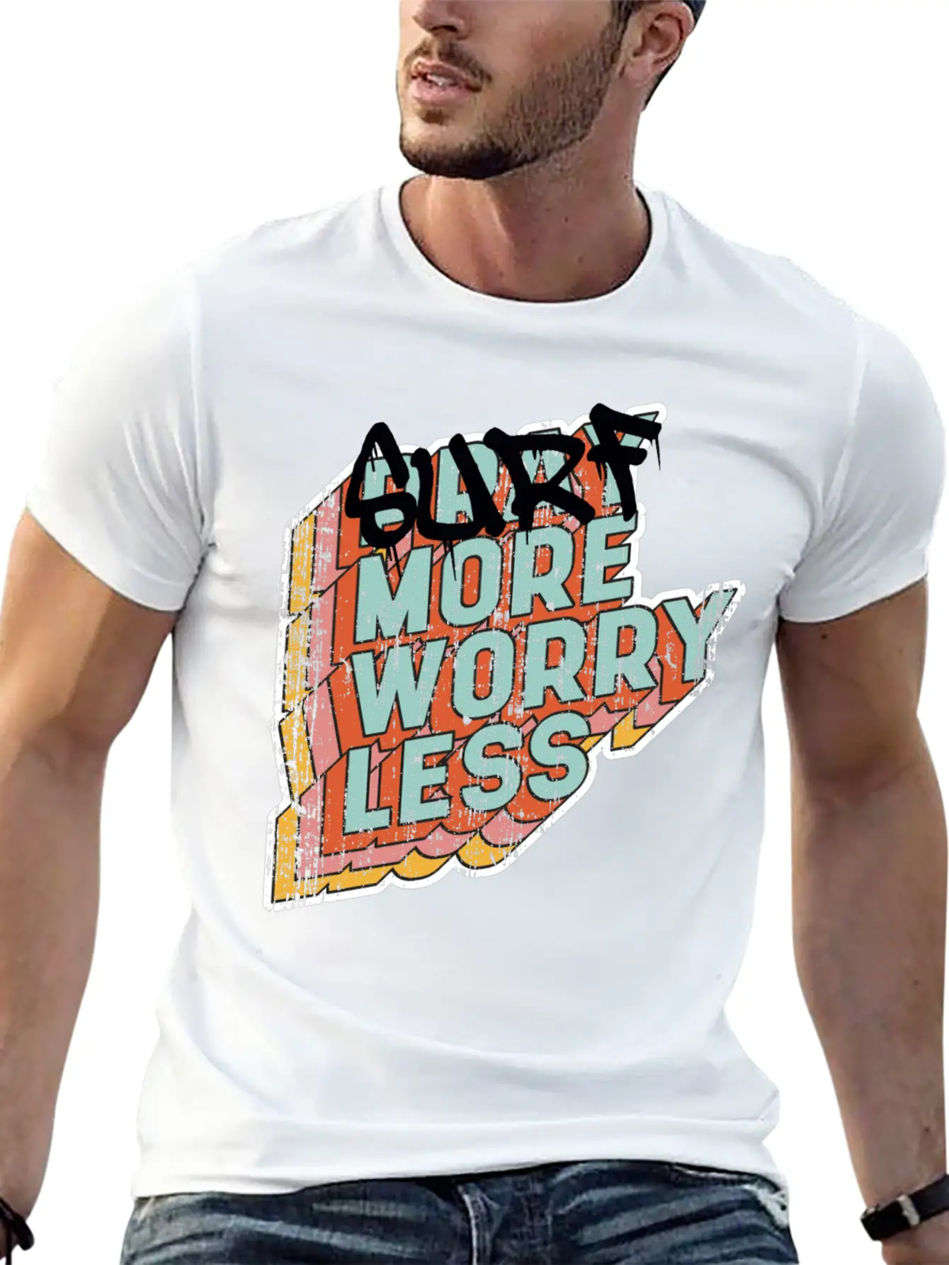 Surf More Worry Less Unisex Casual T-Shirt – Clean Design For Daily Comfort
