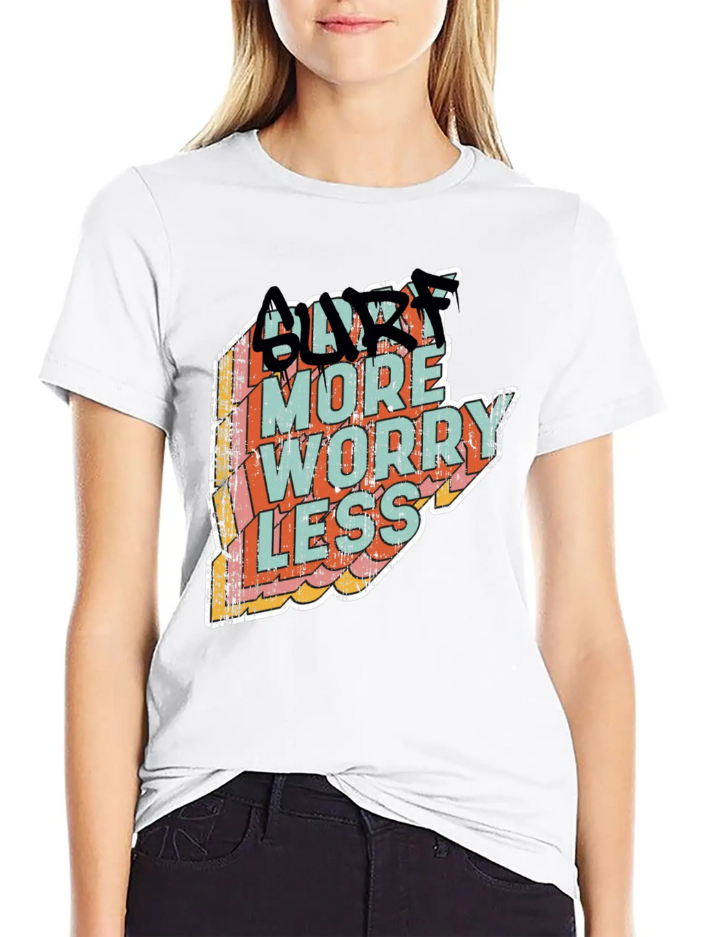 Surf More Worry Less Unisex Casual T-Shirt – Clean Design For Daily Comfort