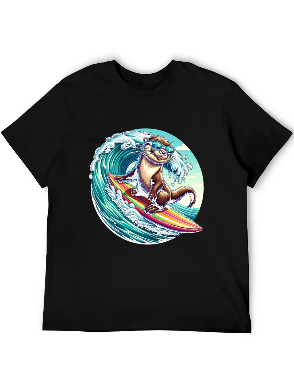 Surfing Otter Riding The Waves In Style Unisex Casual T-Shirt – Clean Design For Daily Comfort