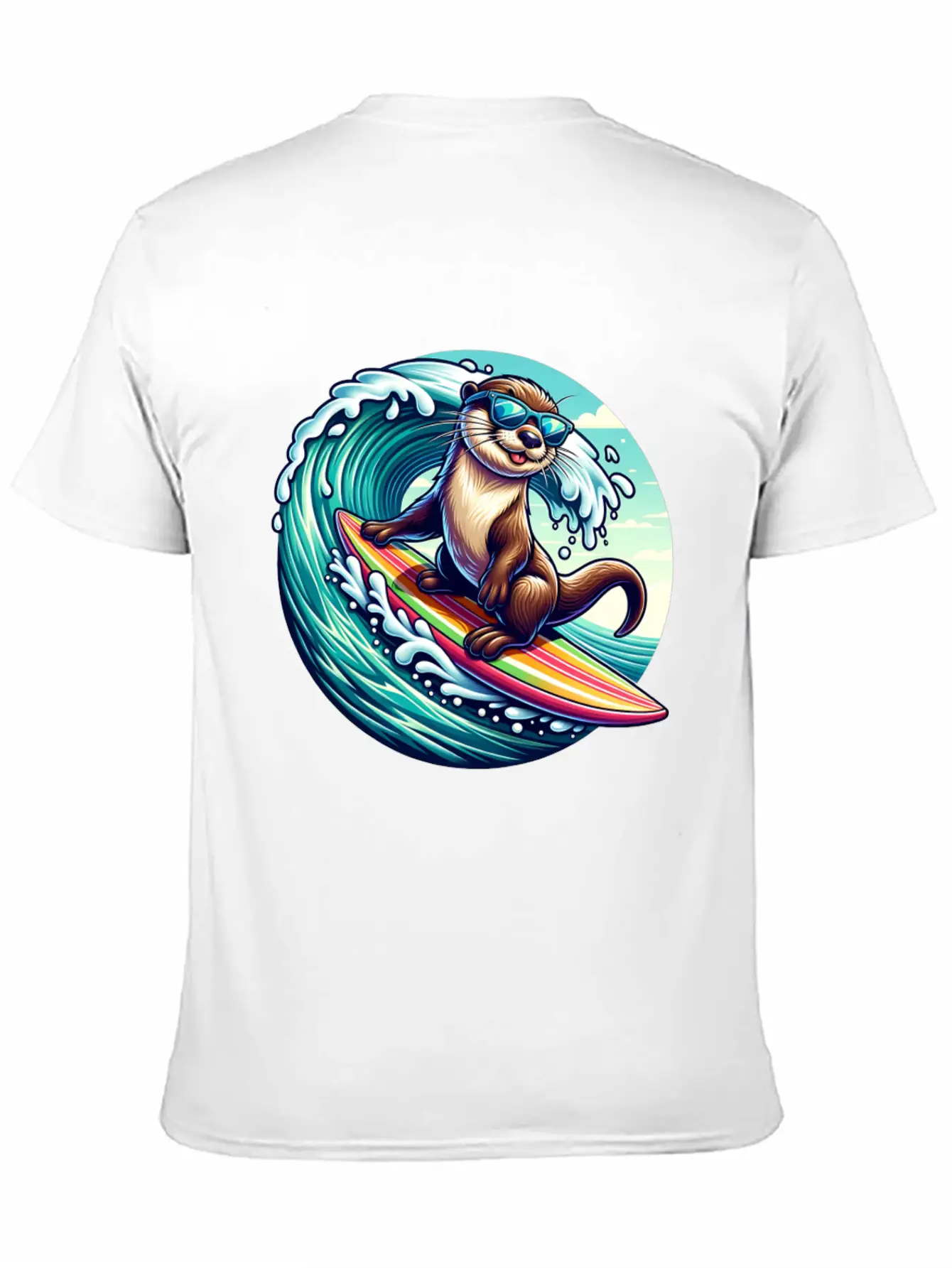Surfing Otter Riding The Waves In Style Unisex Casual T-Shirt – Clean Design For Daily Comfort