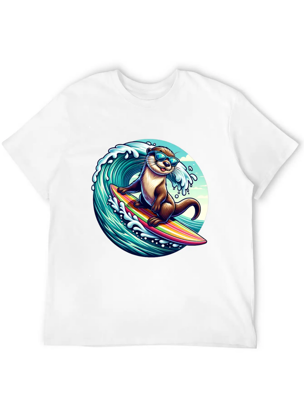 Surfing Otter Riding The Waves In Style Unisex Casual T-Shirt – Clean Design For Daily Comfort