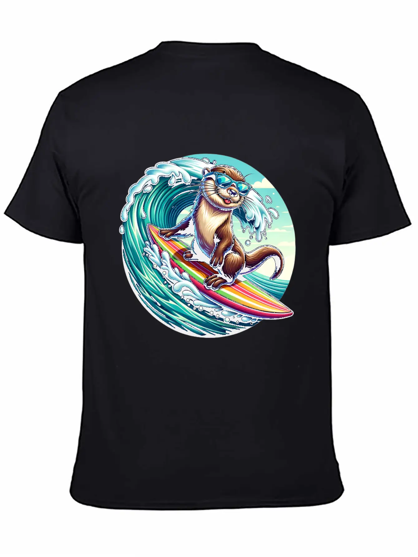 Surfing Otter Riding The Waves In Style Unisex Casual T-Shirt – Clean Design For Daily Comfort