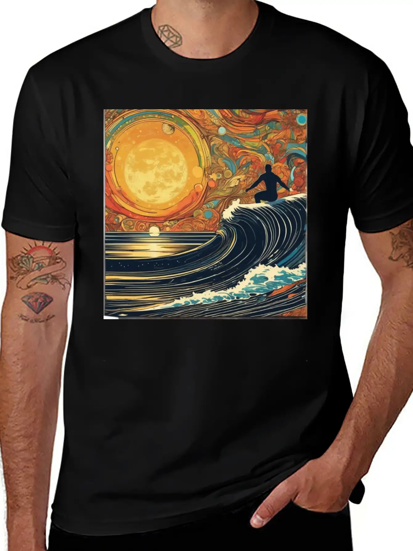 Surfing The Universe Breathable Graphic T-Shirt – Perfect For Casual Days