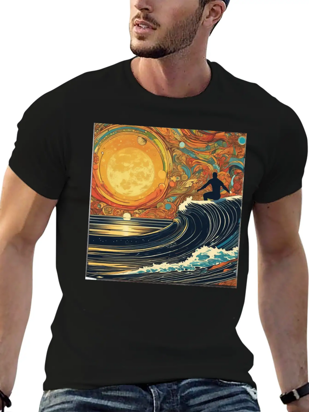 Surfing The Universe Breathable Graphic T-Shirt – Perfect For Casual Days