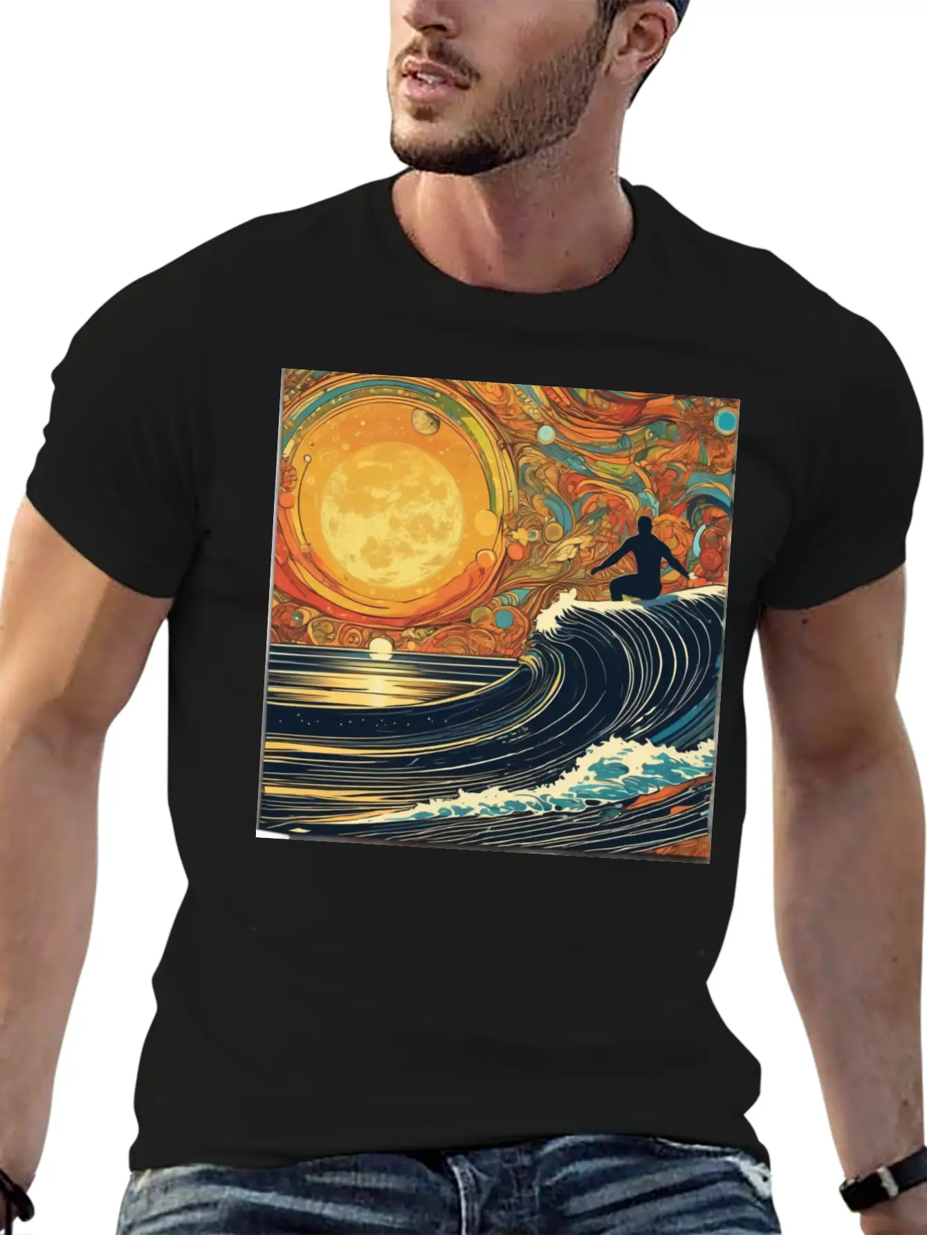 Surfing The Universe Breathable Graphic T-Shirt – Perfect For Casual Days