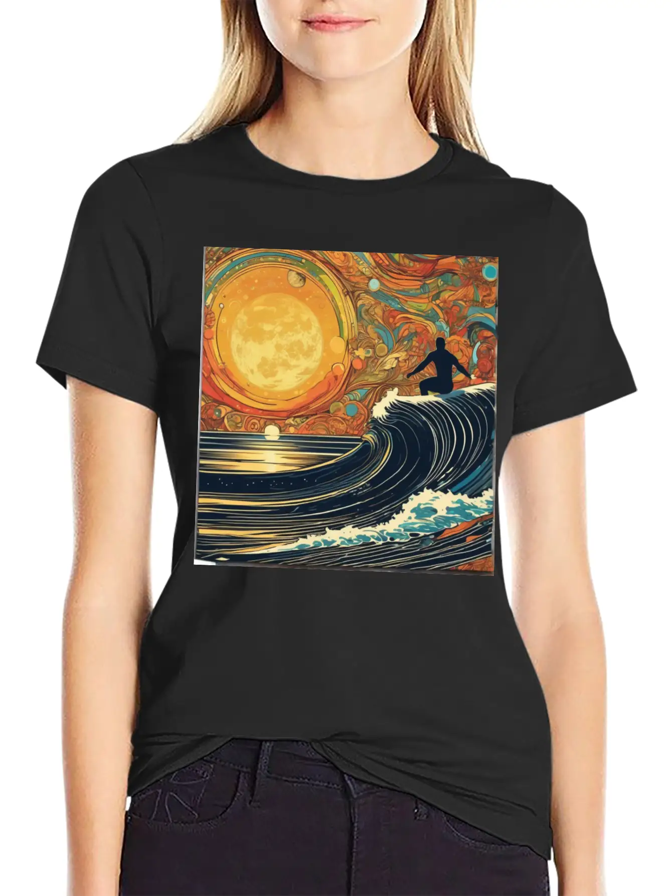 Surfing The Universe Breathable Graphic T-Shirt – Perfect For Casual Days
