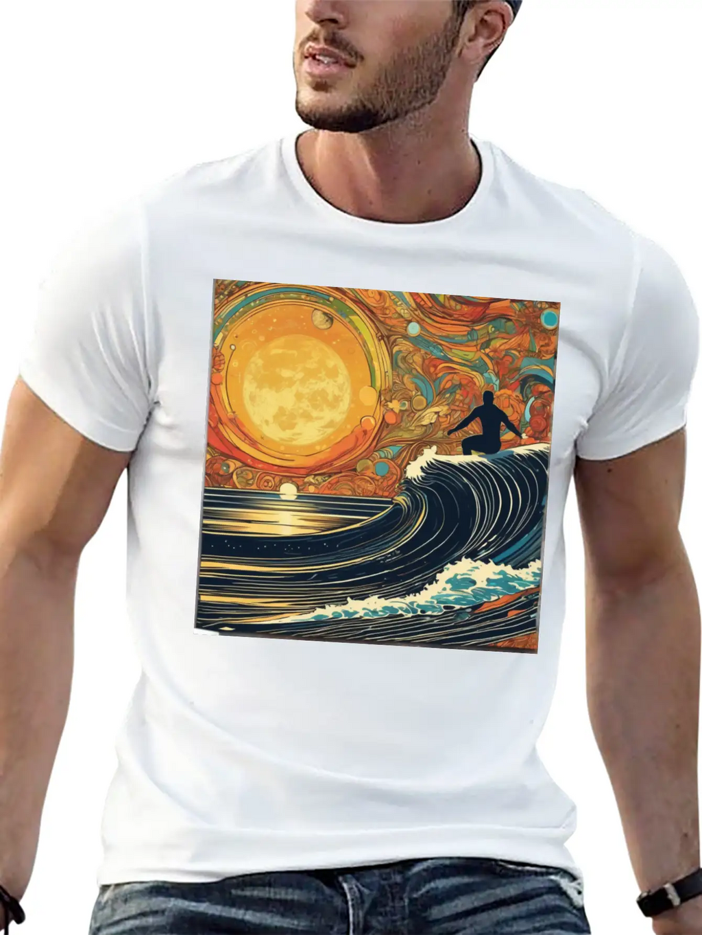 Surfing The Universe Breathable Graphic T-Shirt – Perfect For Casual Days