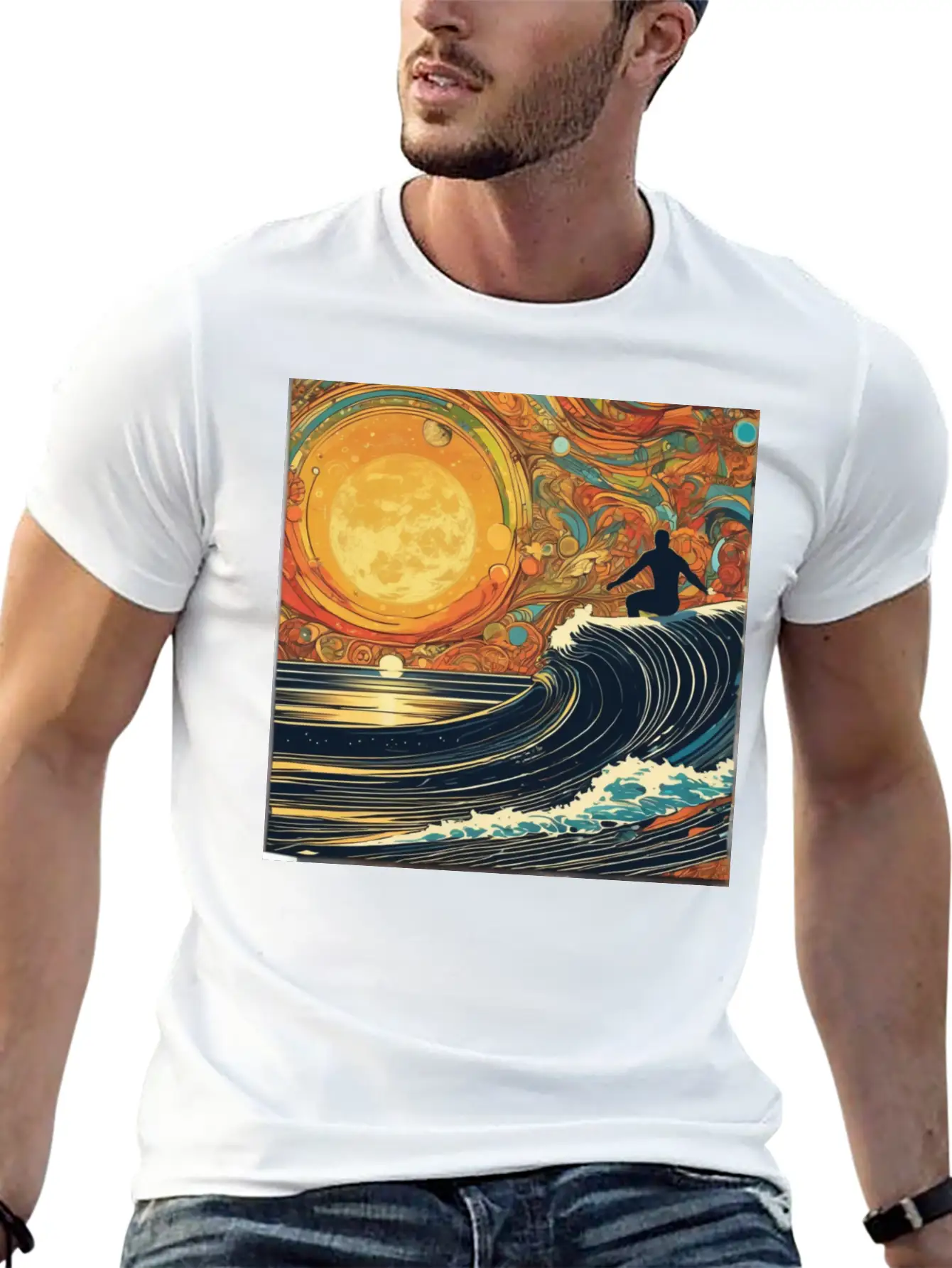 Surfing The Universe Breathable Graphic T-Shirt – Perfect For Casual Days
