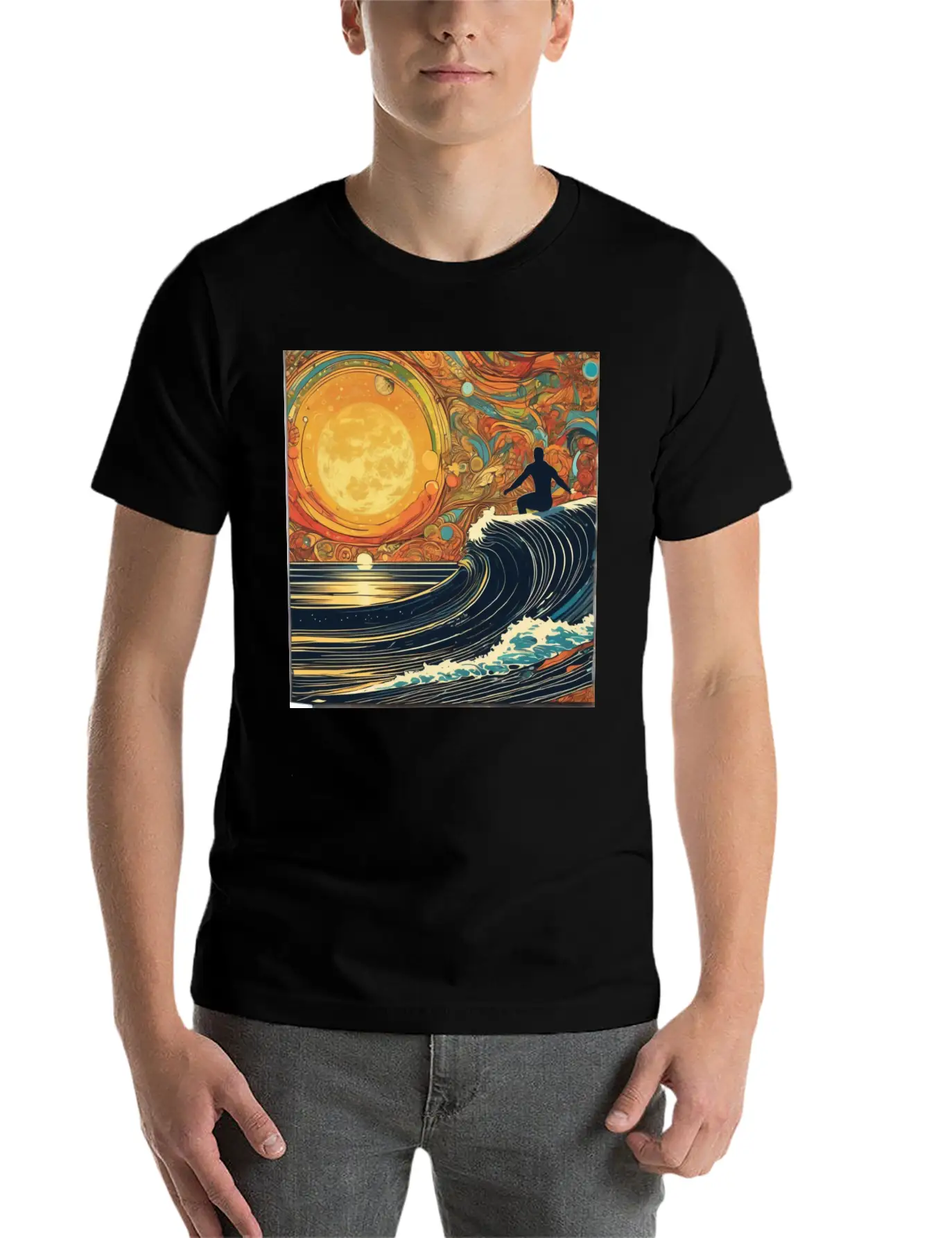 Surfing The Universe Breathable Graphic T-Shirt – Perfect For Casual Days