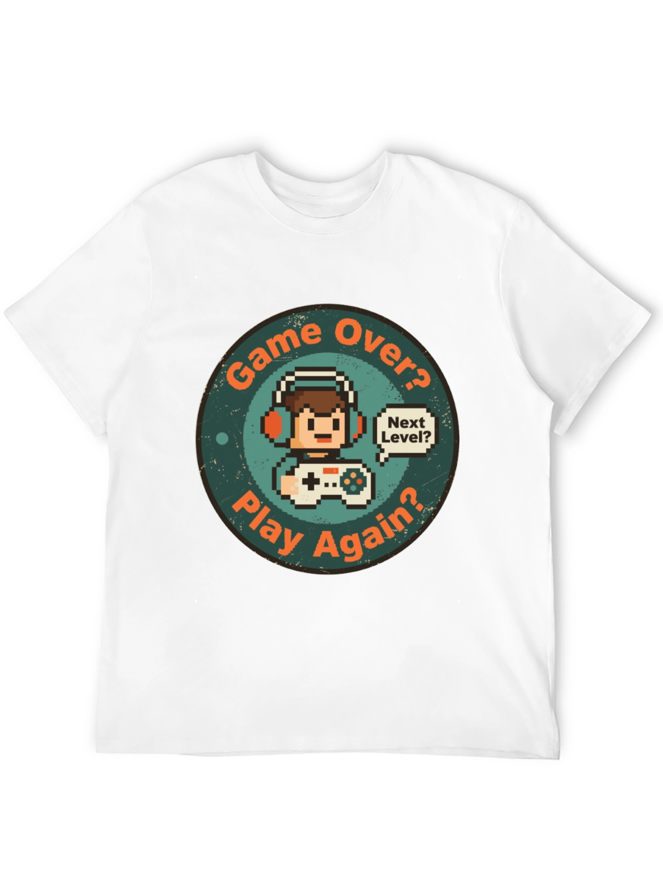 Game Over Play Again T-Shirt - Gamer Pixel Art