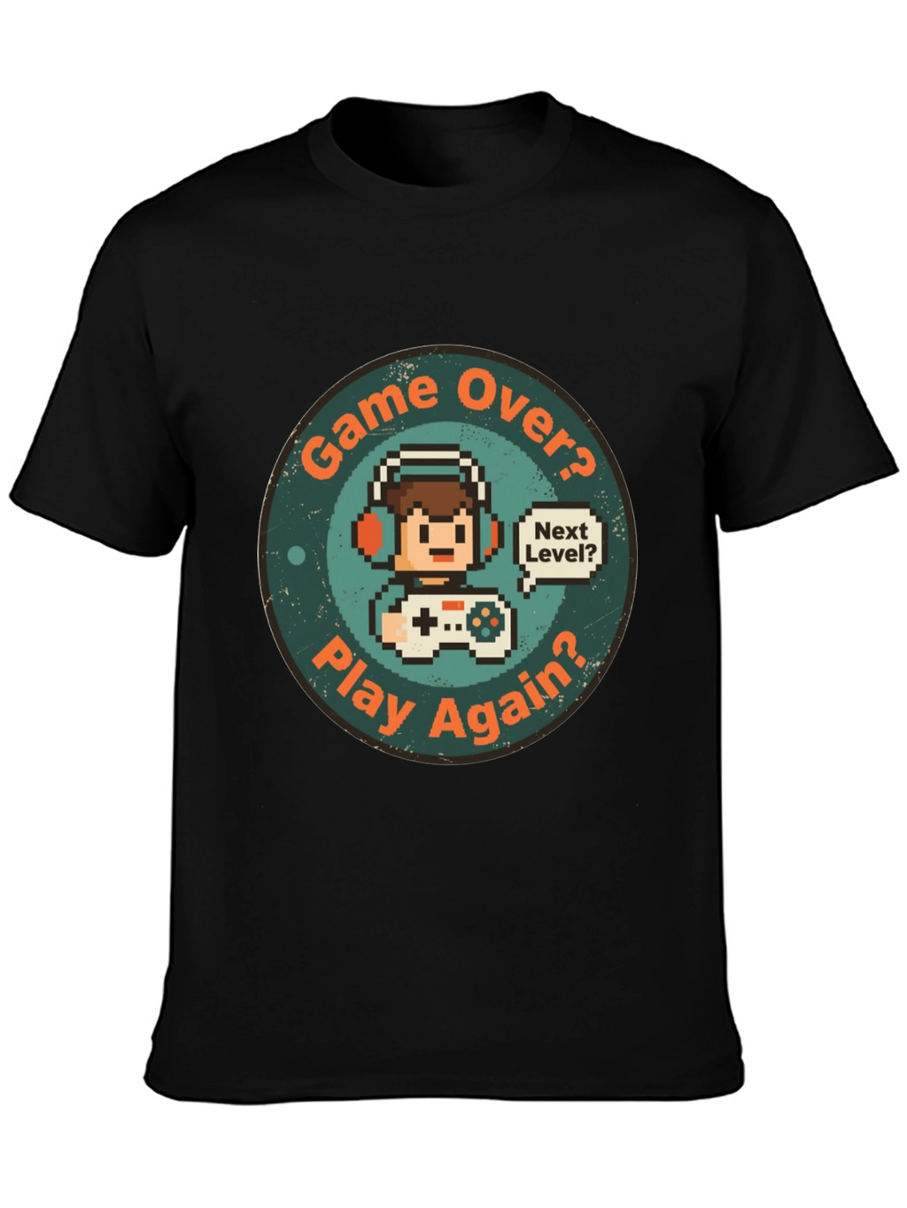 Game Over Play Again T-Shirt - Gamer Pixel Art