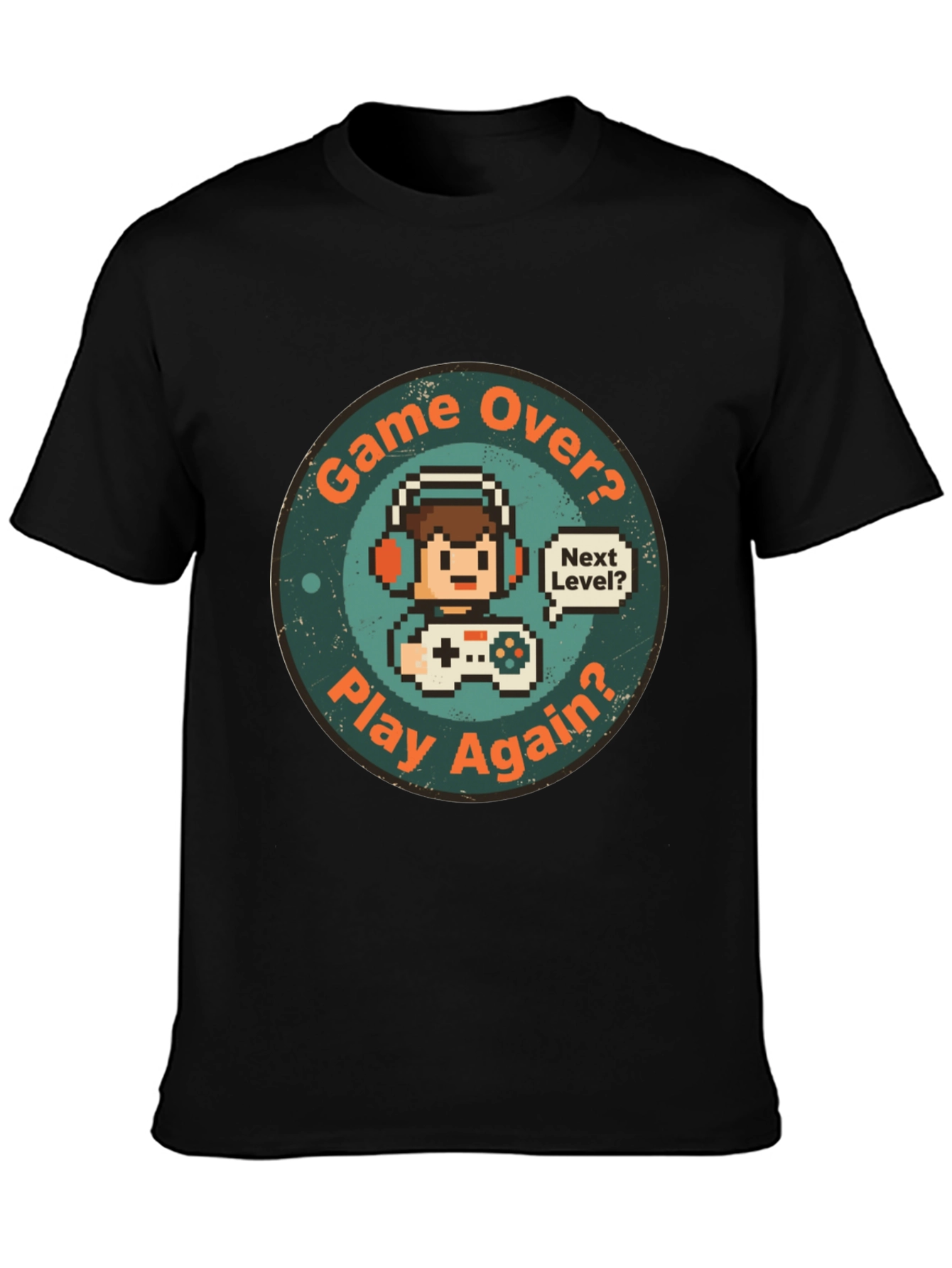 Game Over Play Again T-Shirt - Gamer Pixel Art