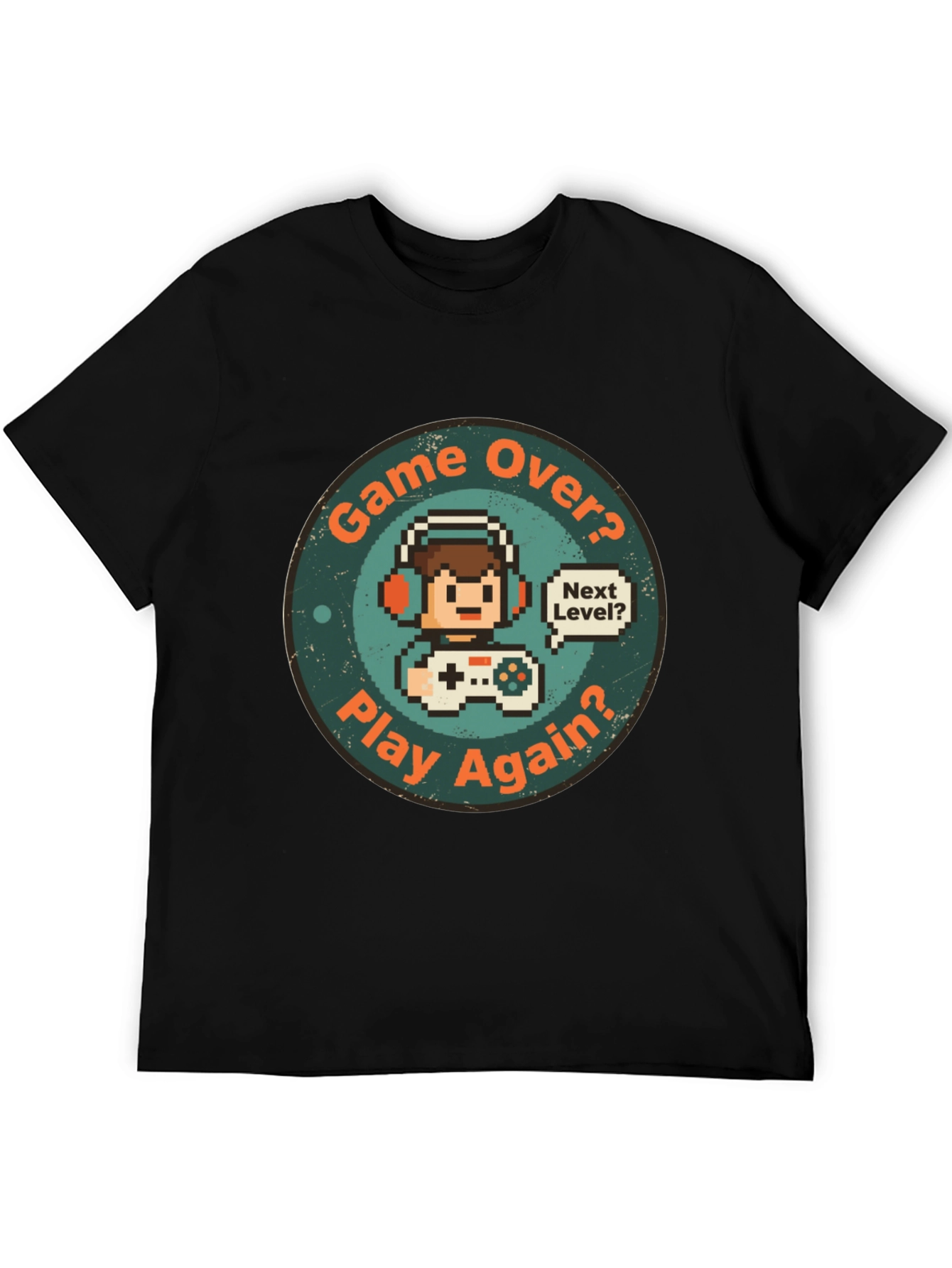 Game Over Play Again T-Shirt - Gamer Pixel Art