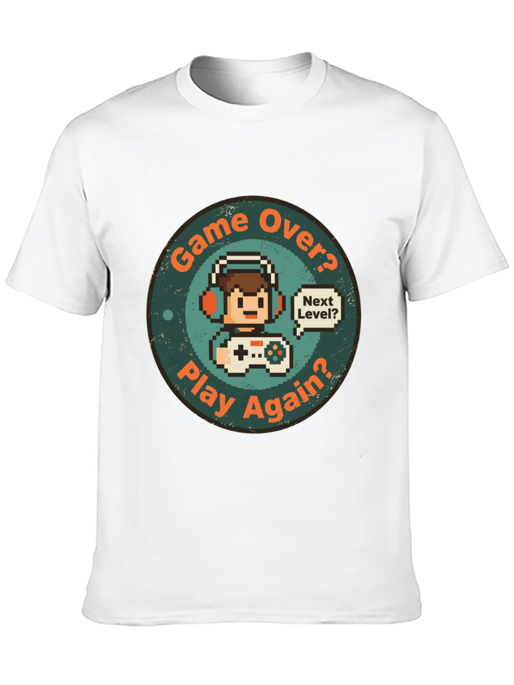 Game Over Play Again T-Shirt - Gamer Pixel Art