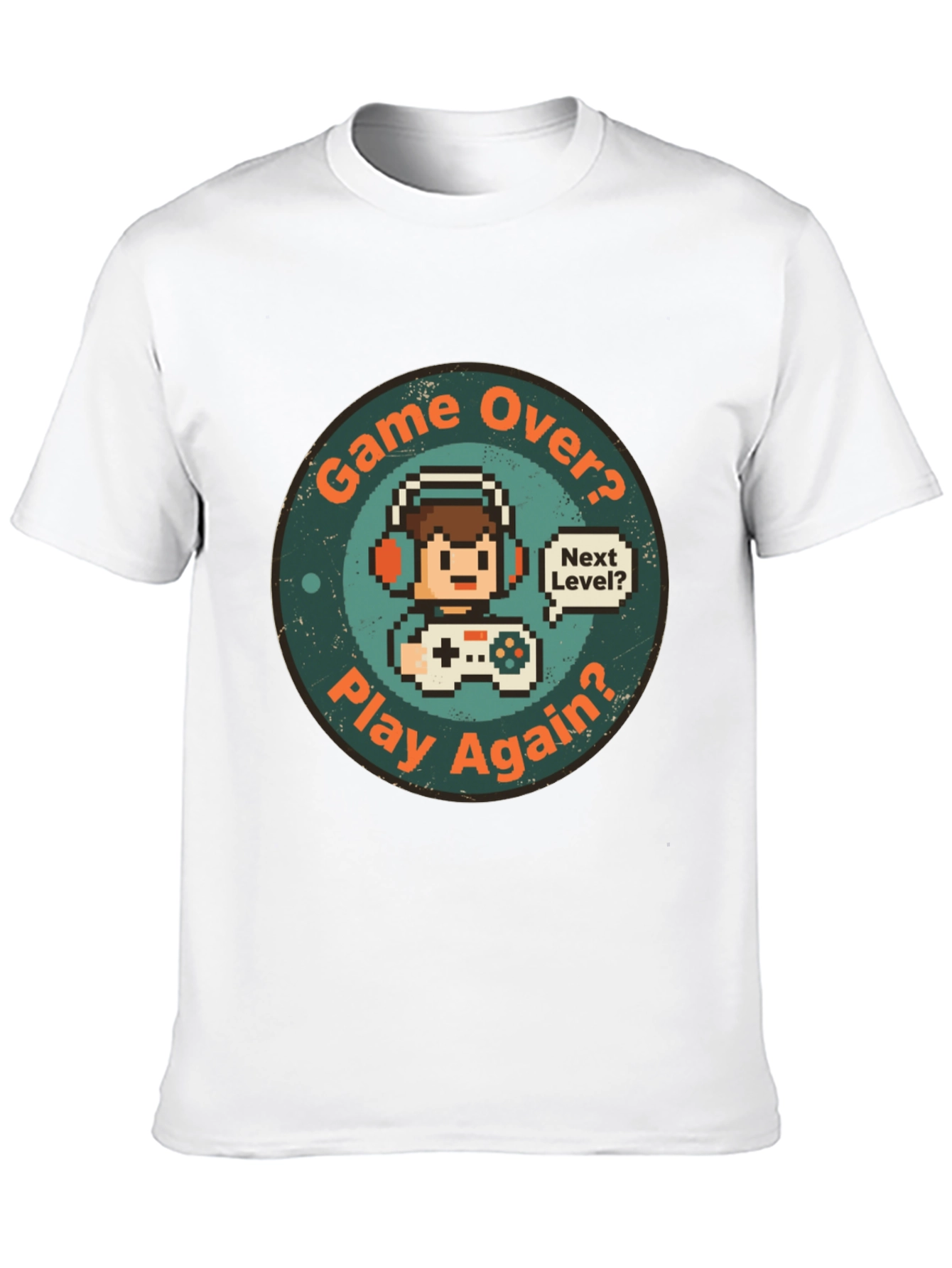 Game Over Play Again T-Shirt - Gamer Pixel Art