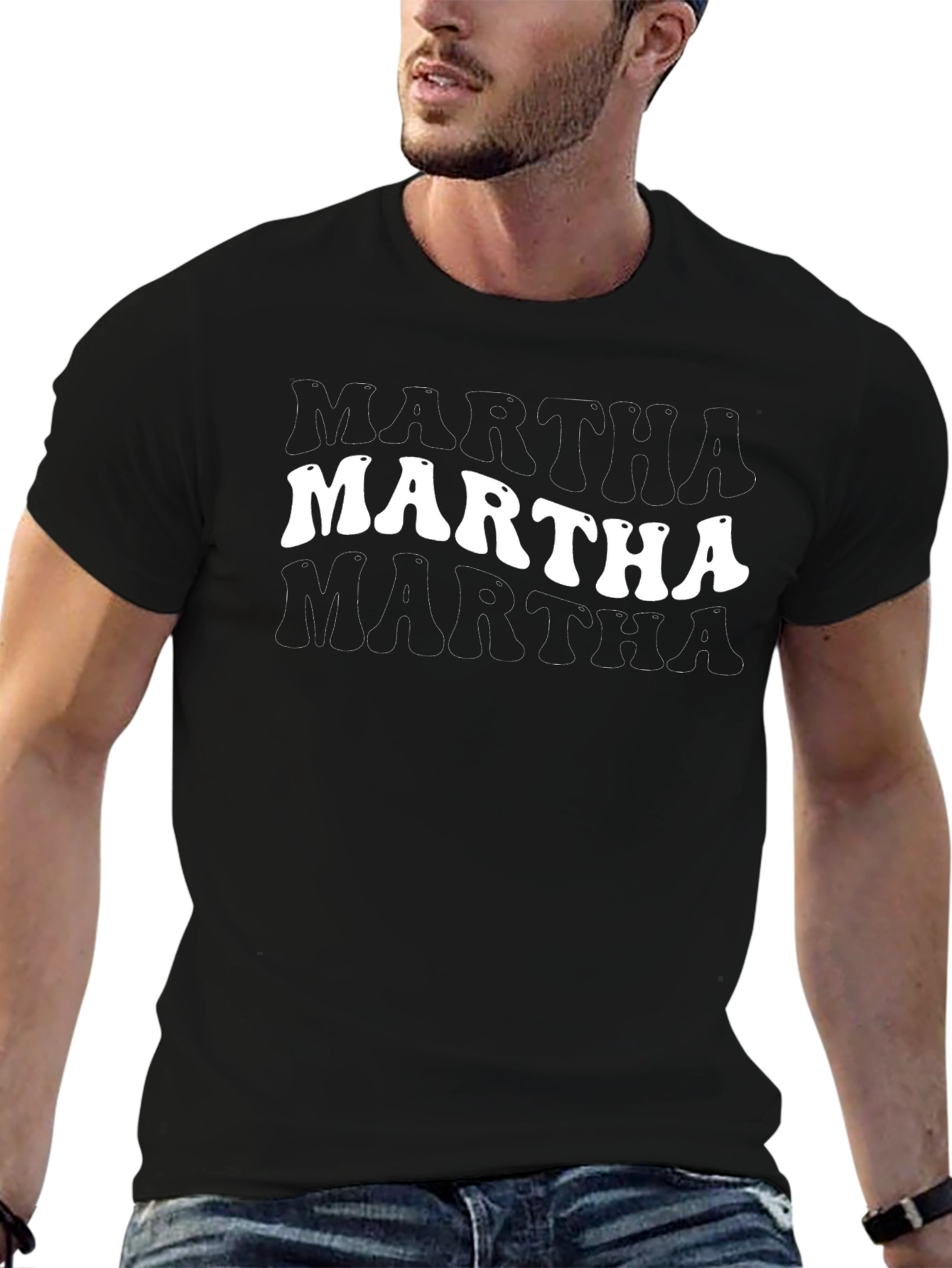 Retro Martha Graphic Tee - Vintage Style Black T-Shirt