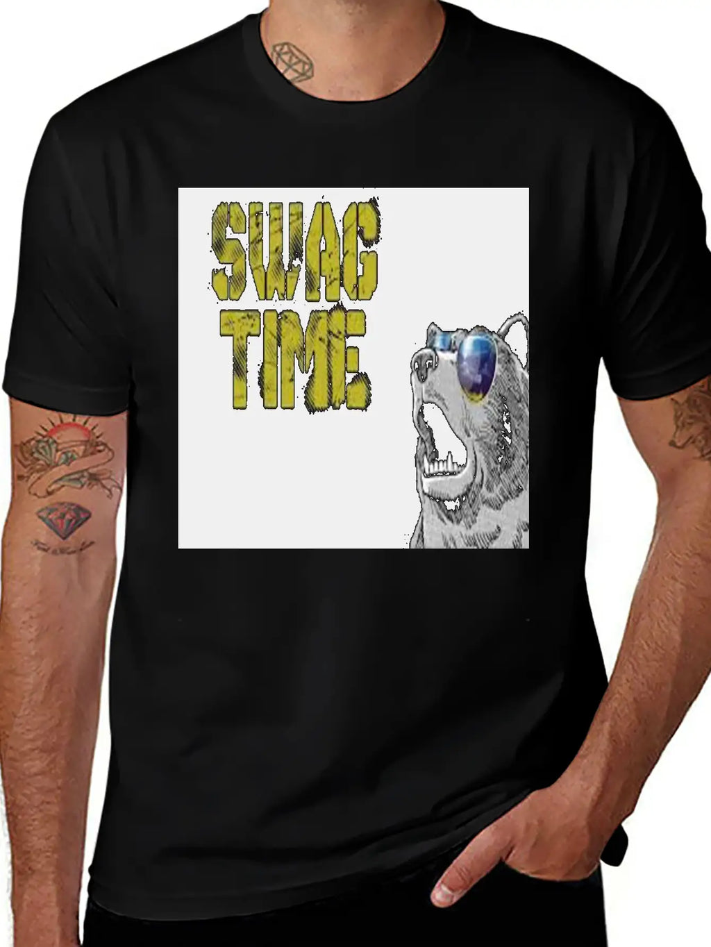 SWAG TIME(COOL BEAR) Unisex Casual T-Shirt – Clean Design For Daily Comfort