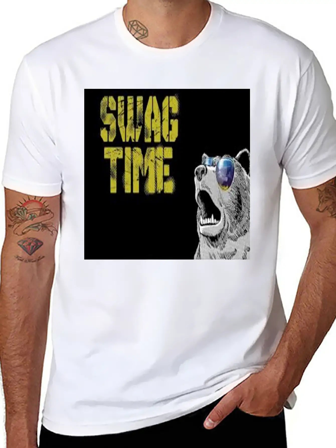 SWAG TIME(COOL BEAR) Unisex Casual T-Shirt – Clean Design For Daily Comfort