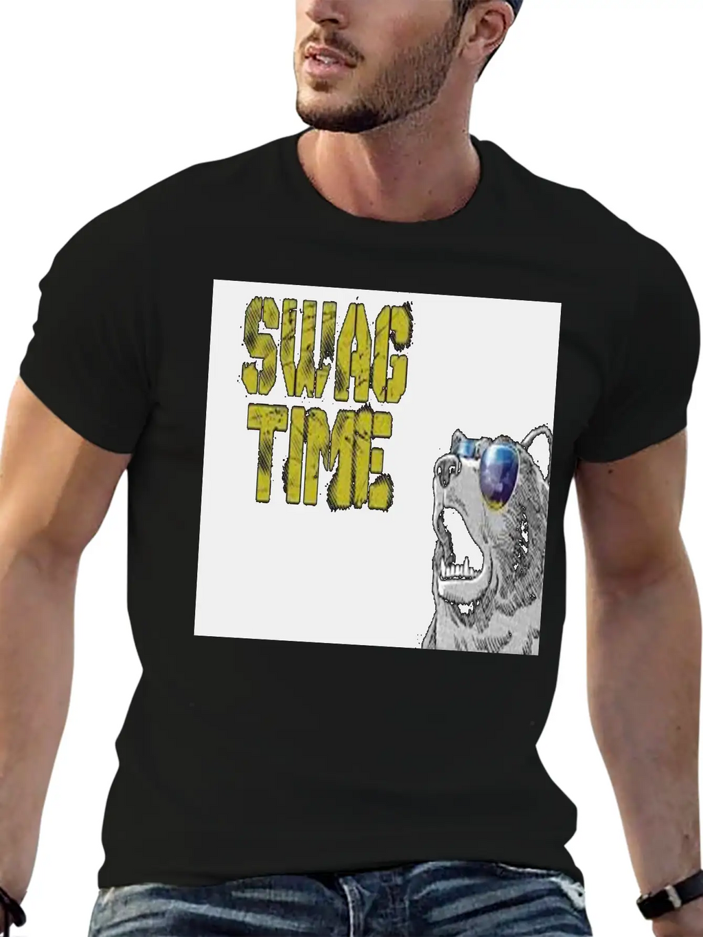 SWAG TIME(COOL BEAR) Unisex Casual T-Shirt – Clean Design For Daily Comfort
