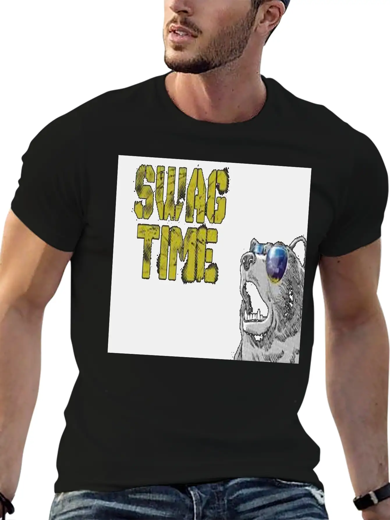 SWAG TIME(COOL BEAR) Unisex Casual T-Shirt – Clean Design For Daily Comfort