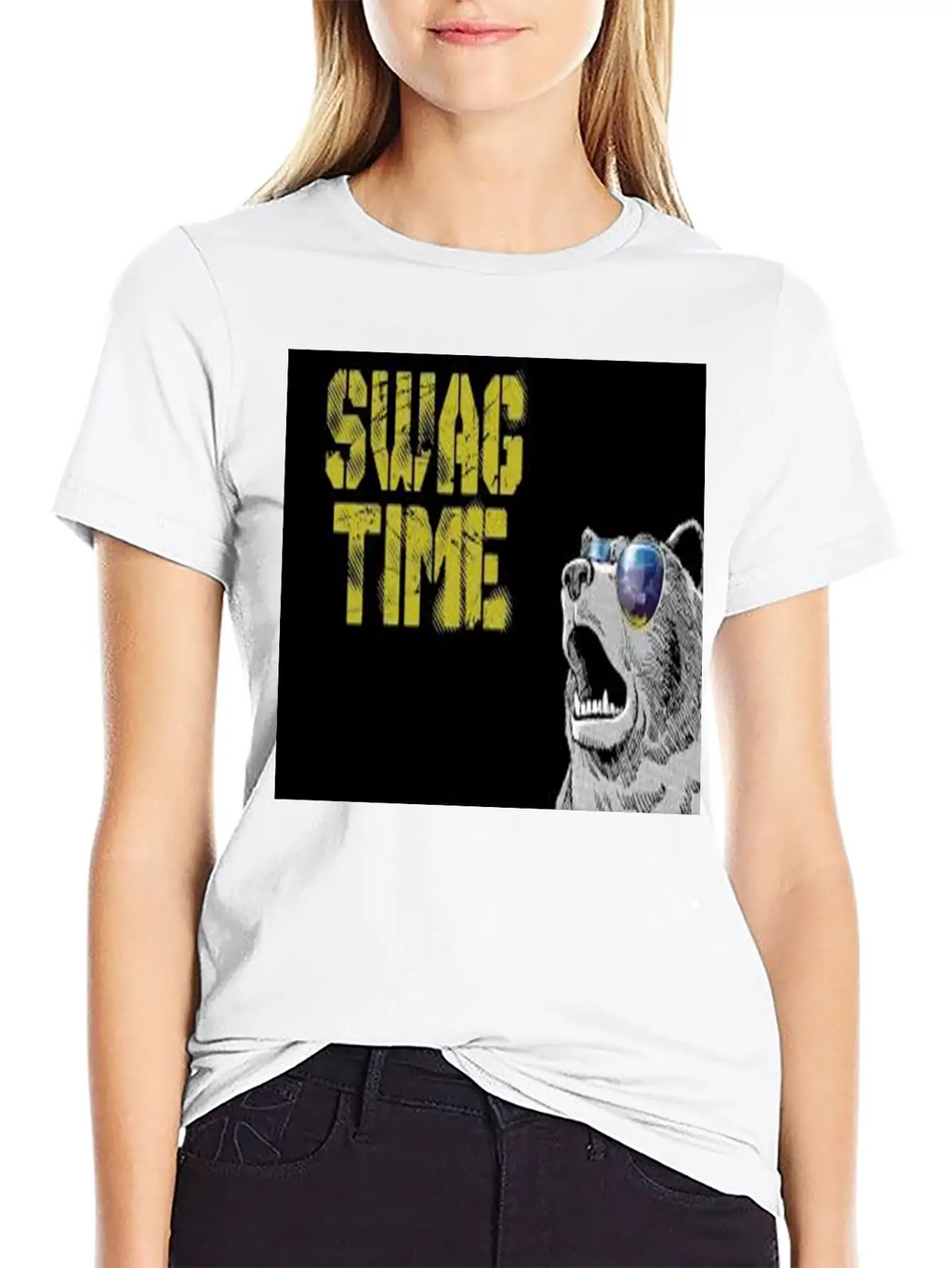 SWAG TIME(COOL BEAR) Unisex Casual T-Shirt – Clean Design For Daily Comfort