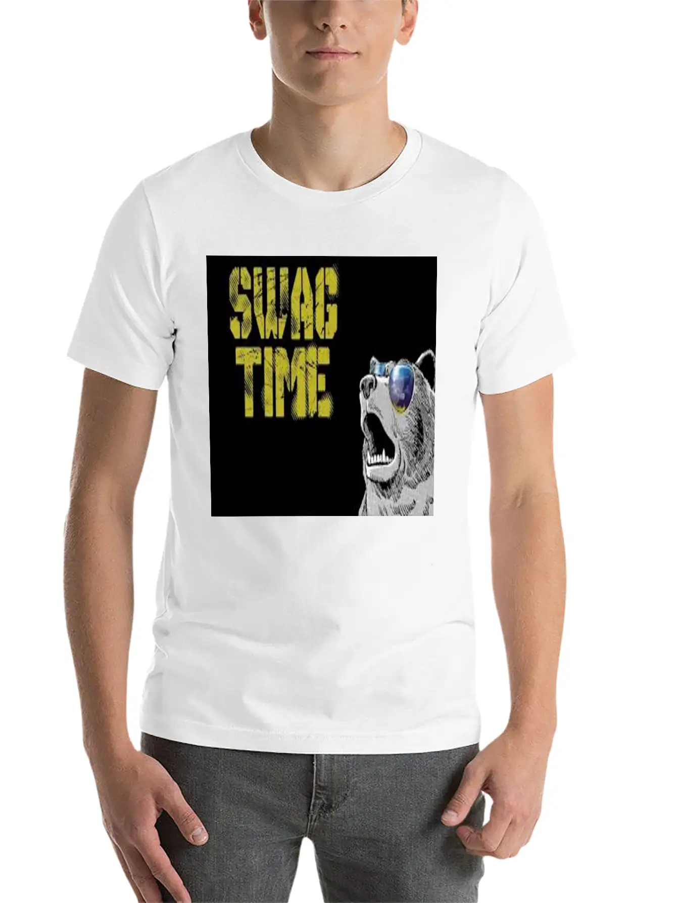 SWAG TIME(COOL BEAR) Unisex Casual T-Shirt – Clean Design For Daily Comfort