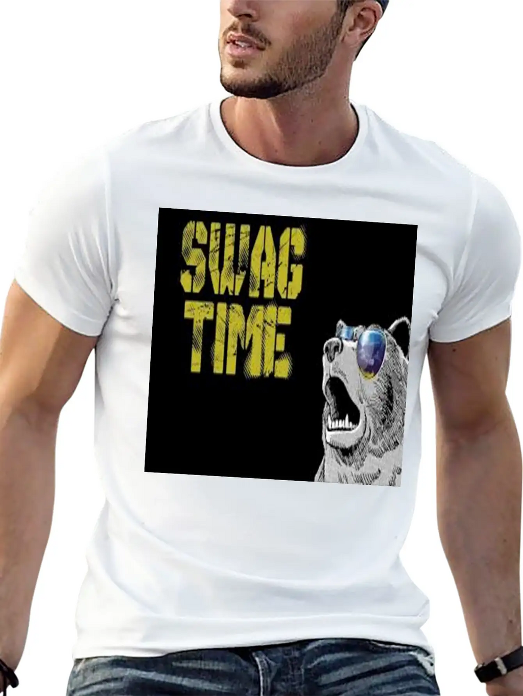 SWAG TIME(COOL BEAR) Unisex Casual T-Shirt – Clean Design For Daily Comfort