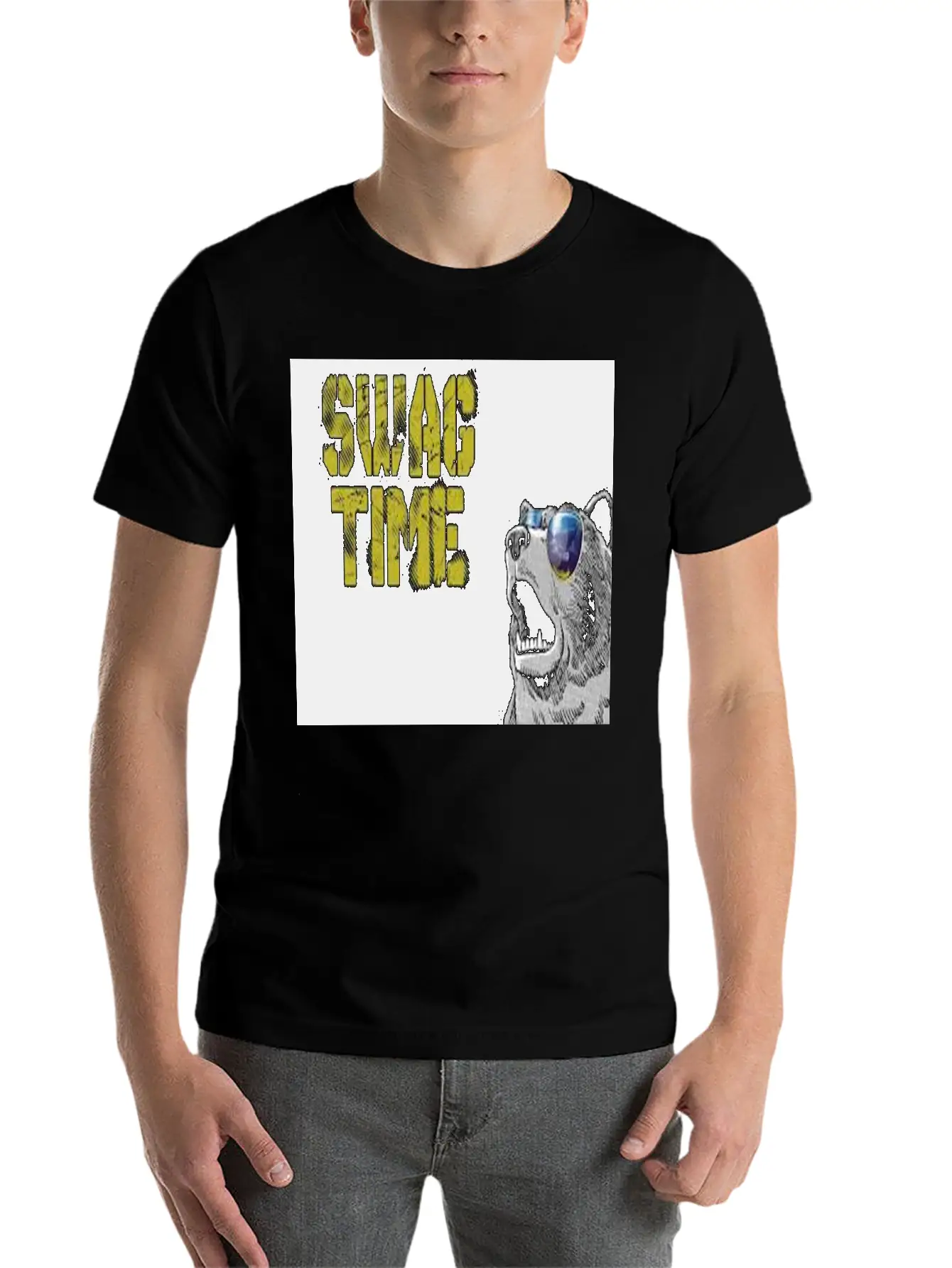 SWAG TIME(COOL BEAR) Unisex Casual T-Shirt – Clean Design For Daily Comfort